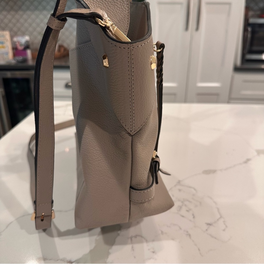 LODIS NWT Nikki Pebbled Leather Satchel Shoulder Bag Crossbody Purse Ash Gray - Picture 12 of 16